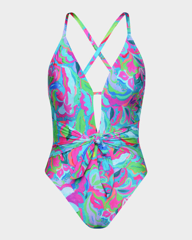 Swirltopia V Plunge One-Piece Swimsuit